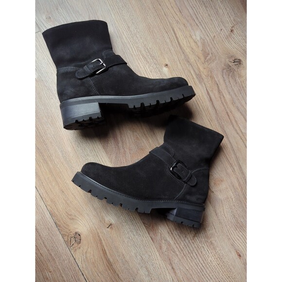 La Canadienne Kian Waterproof Moto Ankle Suede Boots Womens 8$598